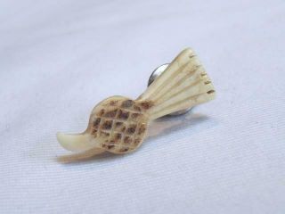 Vintage - Scottish Carved Horn Thistle Pin / Brooch