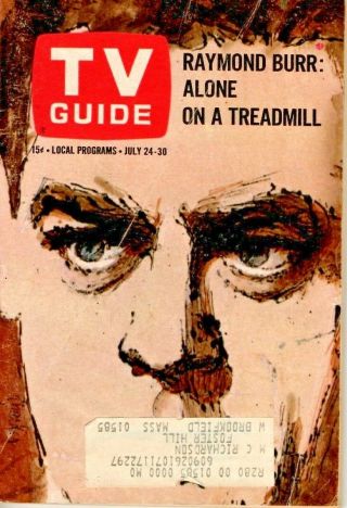 Vintage - Tv Guide - July 24th 1965 - Raymond Burr - Very Good