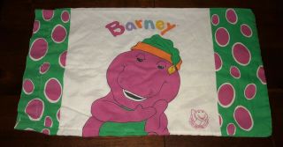 Vintage Barney Pillowcase 1992 The Lyons Group Official Product Bedding
