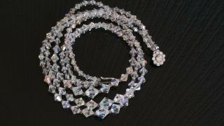 Czech Vintage 3 Rows Aurora Borealis Crystal Necklace