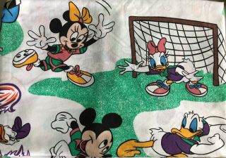 Vintage Mickey Minnie Mouse Classic Flat Twin Bed Sheet Kids Craft Sport Sewing