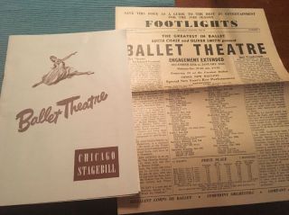 Vintage 1949 Opera House Ballet Theatre Chicago Stagebill W/ Footlights