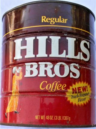 Vintage HILLS BROS.  Coffee Can - 3 Pound Size,  No Lid 3