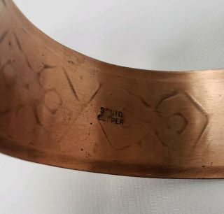 Vintage Solid Copper Southwest - Style Cuff Bracelet Engraved Tribal Pattern 5