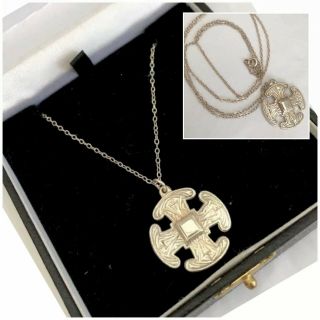 Vintage Jewellery Silver 925 Celtic Cross Pendant On Silver 24” Chain