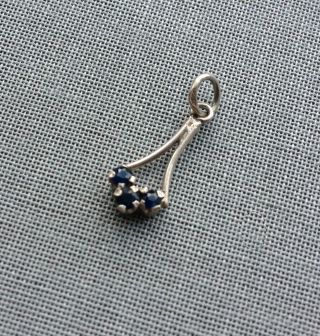 Vintage Sterling Silver Pendant With Three Tiny Dark Blue Sapphires