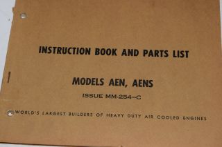 Vintage Wisconsin Air Cooled Heavy Duty Engine Instruction Book - Nos AEN & AENS 3