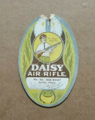 Daisy 30 Air Rifle Hang Tag,  Vintage,  1910 
