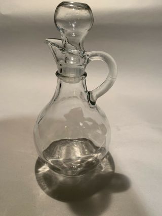 Vintage Cruet Decanter With Clear Glass Stopper Oil Vinegar Dressing