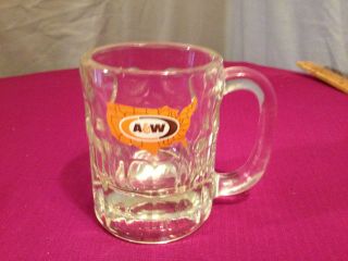 Vintage A&w Root Beer Heavy Glass Mug Us Map Logo 4¼ " Tall 3 " Diameter