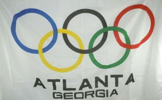 1996 Atlanta Olympics Flag Banner 36 X 60 Inch 3 X 5 Feet Us Vintage Georgia Ga