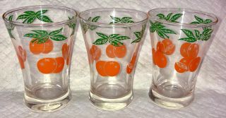 Qty - 3 Vintage Swanky Swig Juice Glasses Orange Juice Orange Design Mid - Century