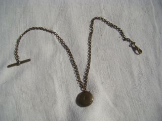 Vintage Brass Pocket Watch Chain With Photo Locket Fob German Made
