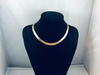 Vtg.  Monet Shiny Silky Gold Tone Serpentine Chain Necklace