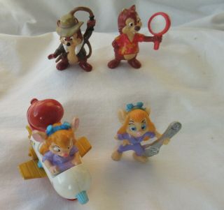 Disney Vintage Chip And Dale Rescue Rangers Pvc Figures W/ Rolling Gadget