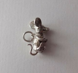 04 Vintage Silver Charm Mouse With Moving Head & Tail