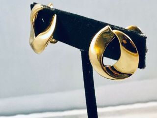Vtg.  Monet Shiny Gold Tone Chunky Pierced Earrings
