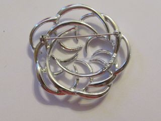 Lovely Vintage Sarah Coventry Textured Silver Tone Swirl Brooch Pin 3