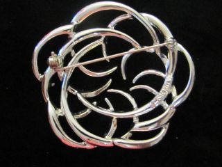 Lovely Vintage Sarah Coventry Textured Silver Tone Swirl Brooch Pin 4