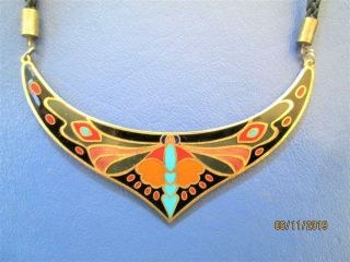 Vintage Brass Butterfly Pendant Necklace Made In Taiwan R.  O.  C.