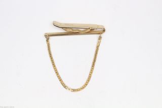 VTG Tie Bar Clip Chain Gold Tone Square Link Mens Jewelry 2