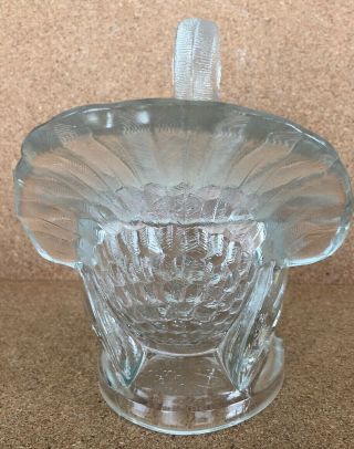 VINTAGE L.  E.  SMITH CLEAR GLASS TURKEY CANDY DISH (CIRCA 1940 ' S) 3