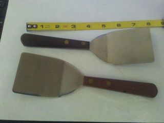 Vintage 2 Clyde 1850 Stainless Turner Spatulas With Wood Handle Rivets 7 1/2 "