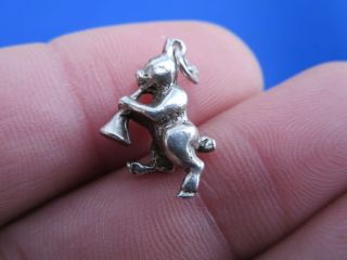 Vintage 925 Sterling Silver Charm A Rabbit Playing A Horn 2.  3 G
