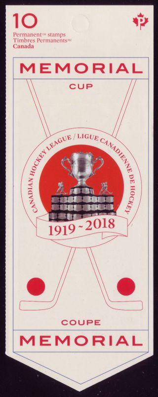 Canada 2018 Memorial Cup,  Booklet Bk701,  10 X 3101 " P " Vintage Regina Pats Mnh