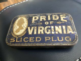 Vintage Pride Of Virginia Sliced Plug Blue Tobacco Tin