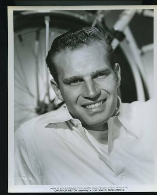 T434 Vintage 1951 Movie Actor Photo Charlton Heston Ten Commandments,  Ben - Hur