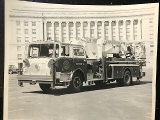 Vintage Photo Fire Truck Of Harrisburg,  Pennsylvania Fire Dept " Tower 2 " 1976
