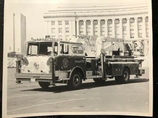 Vintage Photo Fire Truck Of Harrisburg,  Pennsylvania Fire Dept " Tower 1 " 1976