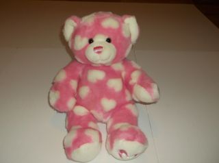 Build A Bear Pink Hearts Teddy 1995 Vintage 16 Inch Plush Stuffed Animal Toy T2