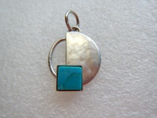 Vintage Sterling Silver Blue Turquoise Mb San Francisco Style Pendant