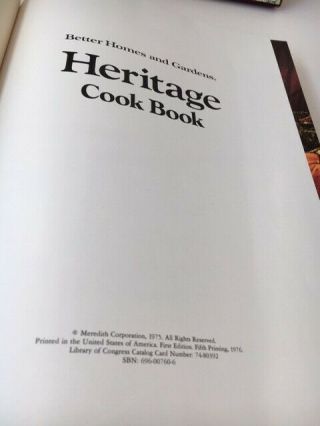 VINTAGE BETTER HOMES & GARDENS HERITAGE COOKBOOK & SLIPCASE FIRST EDITION 1975 3