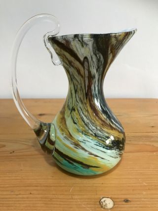 Alum Bay Art Glass Jug Vintage Handmade Isle Of Wight Uk Studio Glass
