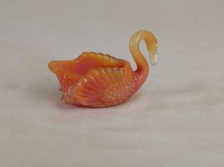 Vintage Boyd Orange Slag Glass Swan - Early Mark - Good Ccondition