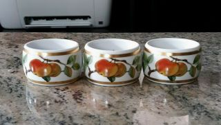Three Vintage Royal Worcester Evesham Pattern Porcelain Napkin Rings