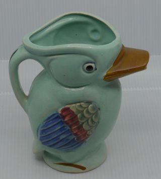 Vintage Made In Japan Art Pottery Bird Figural Pitcher,  Colorful