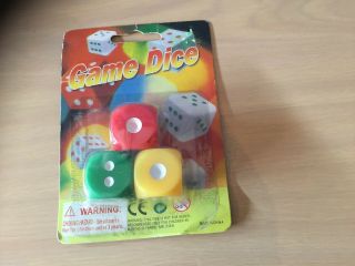 3 X Large Old Dice Game Dice Vintage In Package Still Green Yellow And Red