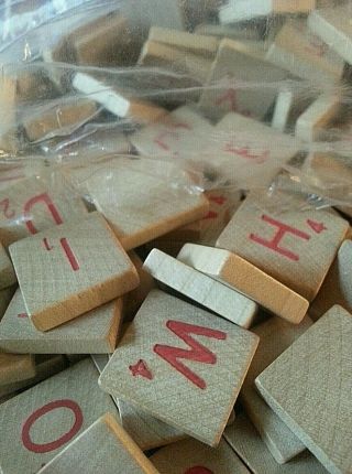 179 Craft Scrabble Red Letter Tiles Vintage Wooden Christmas Valentine