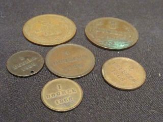 Guernsey Misc Assortment Of 6 Vintage Doubles Coinage 1830s,  1860s & 1918