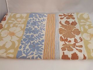 Vintage Texmade Double Bed Flat Sheet Browns Blues Truprest Ii Florals