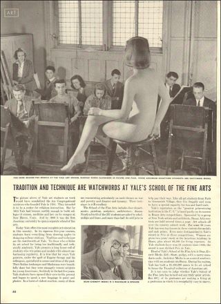 1940 Vintage Print Photo Article Nude Life Class Yale School Of Fine Arts 062518