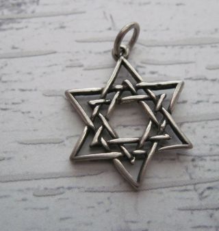 Vintage Star Of David Sterling Silver Charm Pendant Jewish Religious Symbol