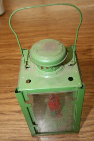 Vintage Tin And Glass Candle Lantern (storm Light) Made In England 8” X 4” X 4”