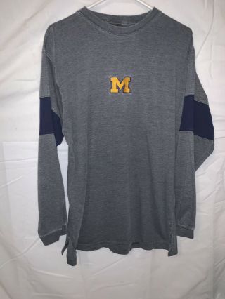 Pro Edge Mens Medium Michigan Wolverines Long Sleeve Shirt Vintage