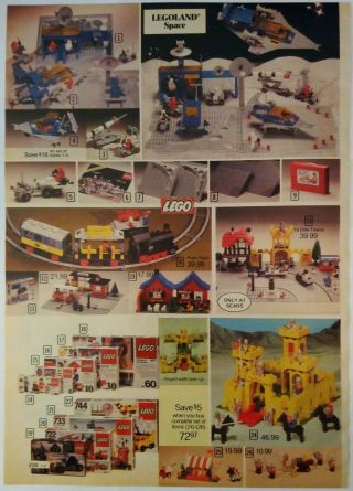 1981 Vintage Paper Print Ad Lego Legoland Space Push Train Baseplate Castle Town