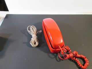 Vintage At&t 210 Wall Counter Telephone Trimline Phone Red W/ Jack Cord